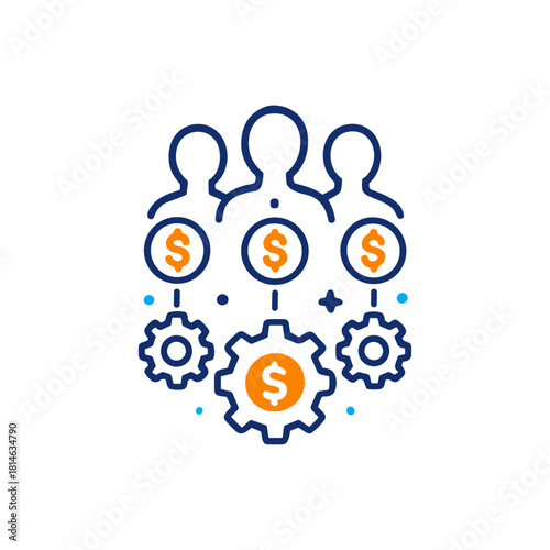 Team Collaboration, Financial Management, Shared Investment icon logo flat vector design