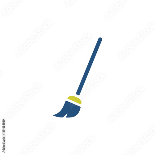 Cleaning broom icon logo flat vector design