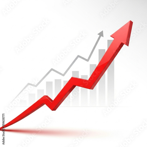 3D Red Arrow Growing Business and Profit Concept Vector Illustration