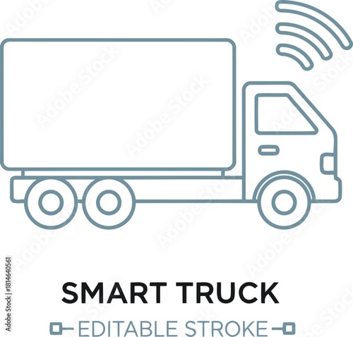 Modern smart truck icon representing transportation technology and delivery innovation, perfect for logistics, automotive, and shipping materials needing a tech upgrade