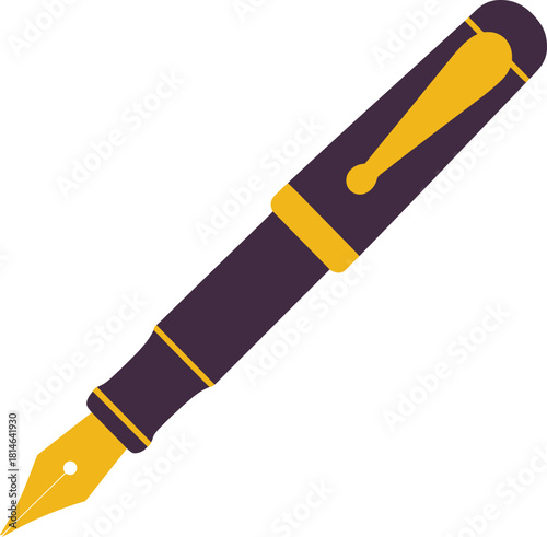 Classic fountain pen with gold nib and dark barrel