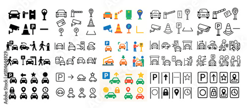 Parking icons collection set