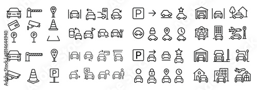 Car parking icons and symbols collection