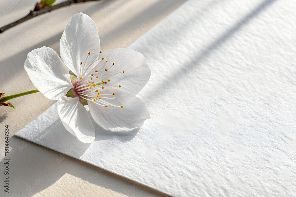 Fototapeta premium Clean Minimal White Textured Paper Background Layout for web banner.