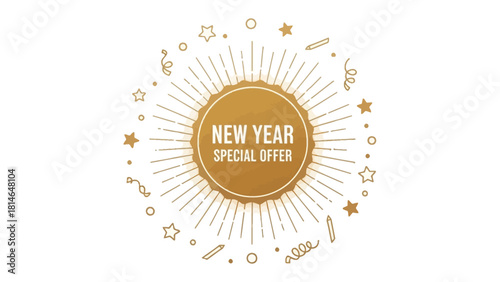 New Year Special Offer: A golden emblem announces a special new year's offer, a symbol of festive cheer and the promise of new beginnings.