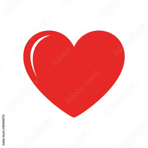 Red heart shape icon, simple and clean design, perfect for love and valentines day themes, isolated on