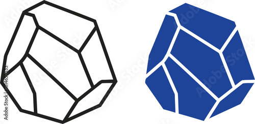 Sleek geological rock formation outlines showcase earth science with a bold blue rock gem, perfect for science presentations and educational projects