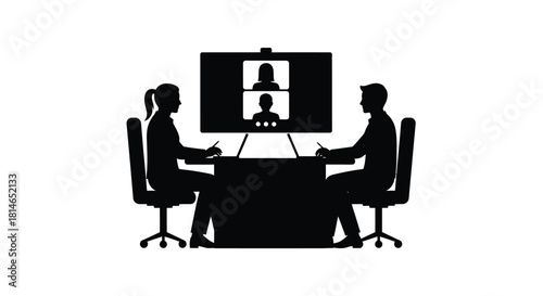 Virtual meeting in progress two people connecting with a remote colleague