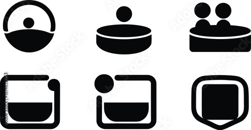 pool reception Icon Set Silhouette Vector Collection on a white background.

