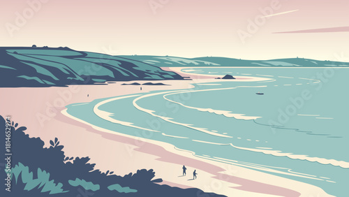 Cornwall beach surf minimal pastel aesthetic