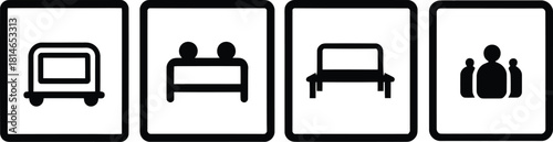 rest area Icon Set Silhouette Vector Collection on a white background.
