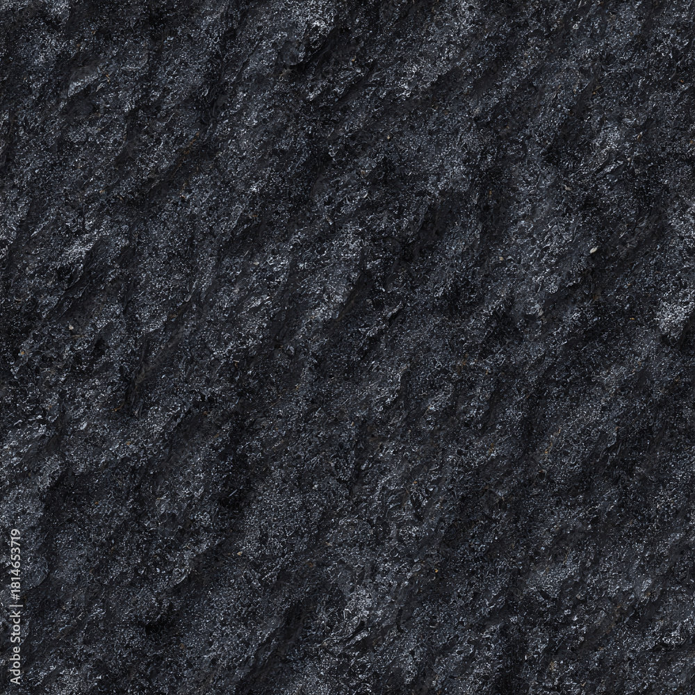 Fototapeta premium Seamless texture showcasing a flat pattern of dark basalt with unique surface details for artistic and design applications