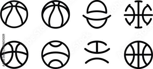 basketball Icon Set Silhouette Vector Collection on a white background.
