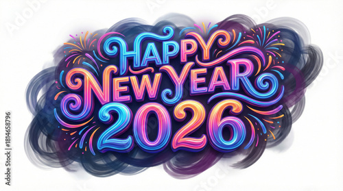 Artistic Happy New Year 2026 Decorative Vector Style