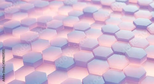 Abstract hexagonal pattern with soft pastel lighting and shadows