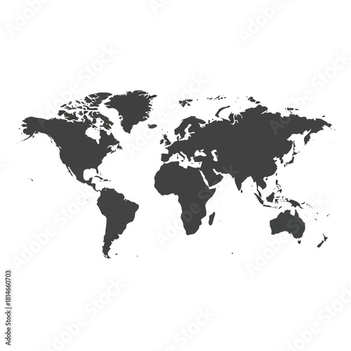 World map with countries highlighted in black on a