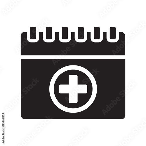 Medical appointment schedule calendar icon black and white healthcare plus symbol health reminder checkup doctor visit