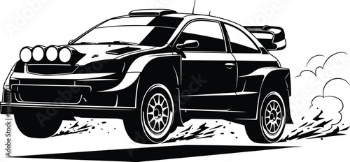 Black rally car jumping with dust and smoke racing car, rally car, racing car, off road vehicle, sports car, car jumping, dust cloud, smoke, speed, motion, action, extreme sport, automotive, vehicle, 