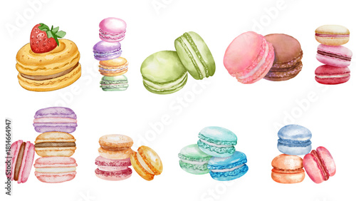 Delicious Macarons A Watercolor Illustration of Colorful French Confections