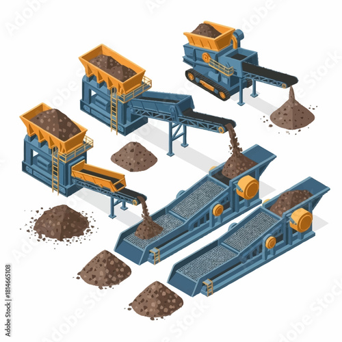 Isometric View of Mining and Quarrying Equipment.