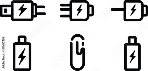 charger Icon Set Silhouette Vector Collection on a white background.
