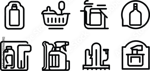 cleaner Icon Set Silhouette Vector Collection on a white background.
