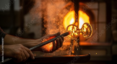 Lebanese artisan shaping molten glass into a colorful handblown vase inside a traditional Beirut workshop, captured with rich detail and warm light for authentic Middle Eastern craftsmanship.