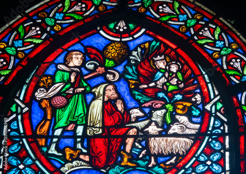 Принти на полотні Stained glass (19th century) of Book of Exodus : Moses and the burning bush