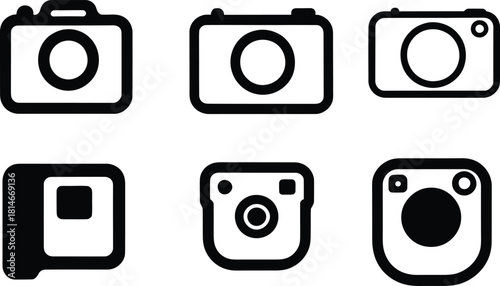 mobile camera Icon Set Silhouette Vector Collection on a white background.
