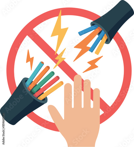 No Electrical Hazard Hand Stop Danger Sign electricity warning