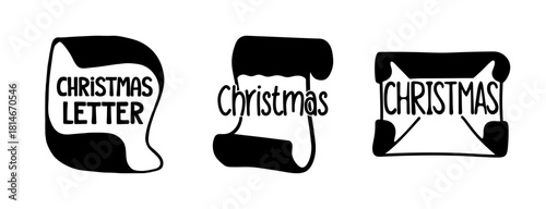 Christmas letter and mail icons set. holiday season correspondence