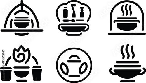 eating breakfast Icon Set Silhouette Vector Collection on a white background.
