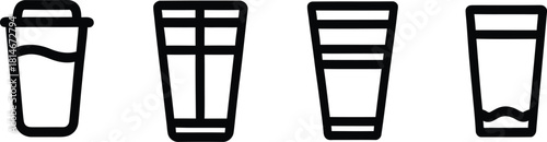 glass of water Icon Set Silhouette Vector Collection on a white background.
