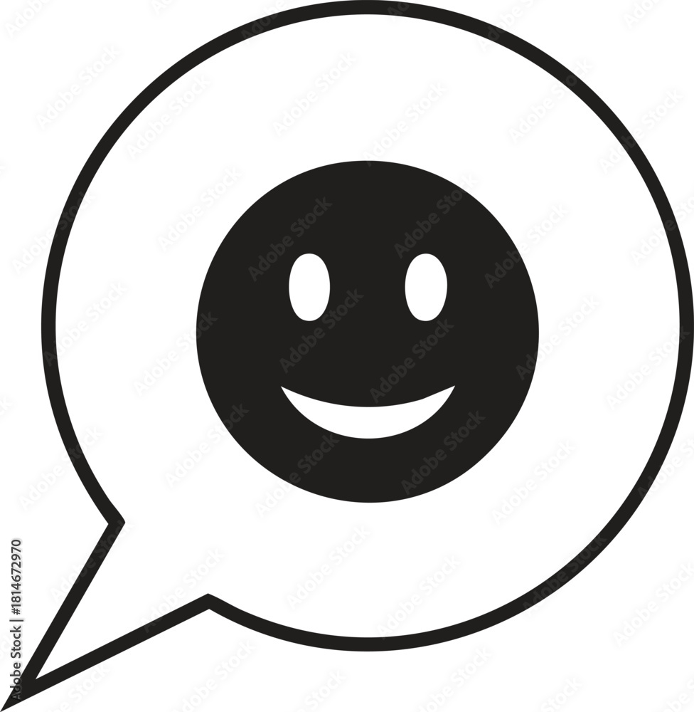 Fototapeta premium Happy smiley face icon in chat bubble communication positive feedback message