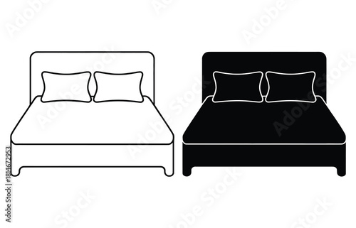 Bedroom Bed With Pillows Vector Illustration Provides Comfort Sleep Rest Relaxation Home Furniture Interior Design Modern Simple Style Isolated White