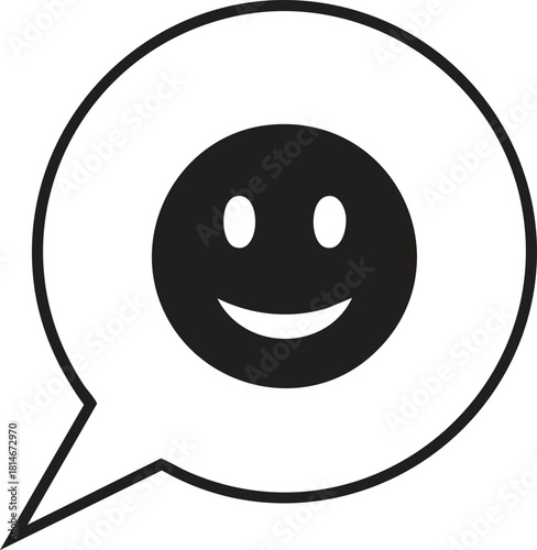 Happy smiley face icon in chat bubble communication positive feedback message