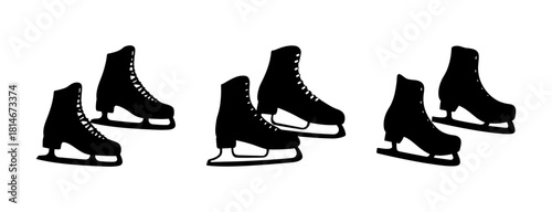 Ice skates graphic icon set for winter sports and recreation