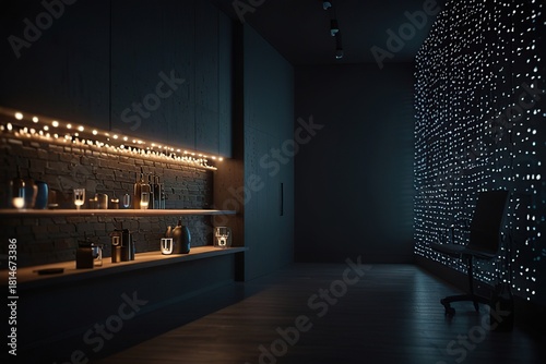 Interior with Cupboard with drinks contents 