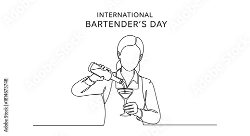 Bartender pouring drink into glass for International Bartender's Day  