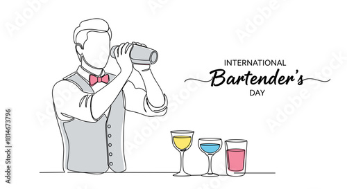 Bartender mixing drinks while celebrating International Bartender's Day  