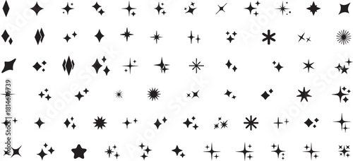 Variety of hand drawn sparkle and starburst elements