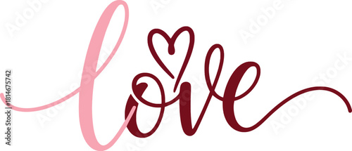 Elegant love script with heart valentine s day