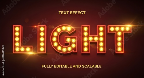 Bright lightbulb text effect for retro and vintage designs