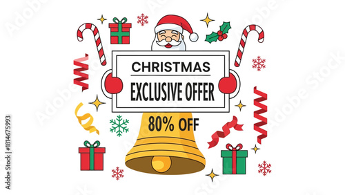 Christmas Exclusive Offer: A festive graphic design of an exclusive holiday offer, featuring the merry elements and the excitement of a cheerful seasonal discount.