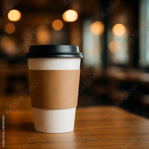 Wallpaper Mural coffee cup mockup with blurred background, cafe atmosphere Torontodigital.ca