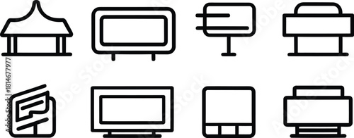 Billboard Icon Set Silhouette Vector Collection for Advertising Designs, Outdoor Marketing Graphics, Signage and Branding Projects