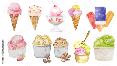 A beautiful hand-drawn watercolor illustration set of various delicious sandwiches isolated on a white background