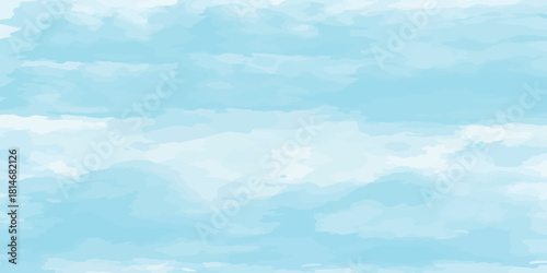 Abstract blue sky watercolor background with texture paint brush, beautiful blue sky with cloud.