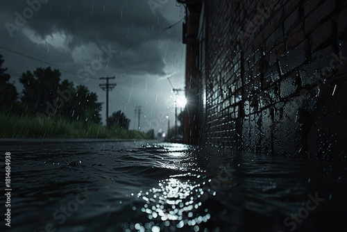 Night road rain cloud Flood