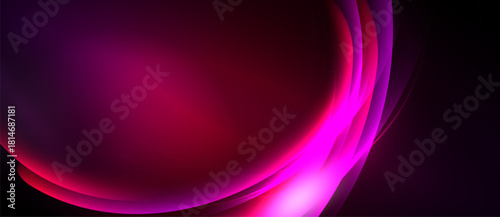 Abstract magenta curves flow, creating dynamic visual impact. Dark background emphasizes vibrant color gradients, smooth transitions.